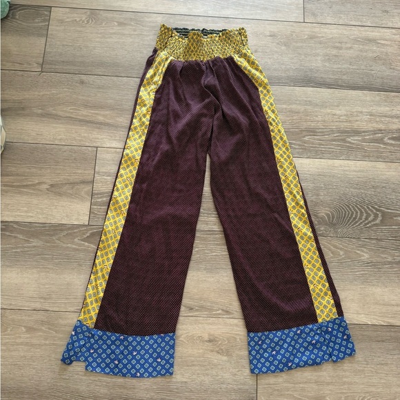 Aerie Boho Silky Wide Leg Lounge Relaxed Trouser Multi Printed Elastic Waistband - Picture 1 of 4